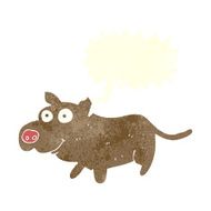 cartoon happy little dog with speech bubble N12