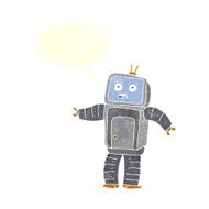 cartoon funny robot with speech bubble N114