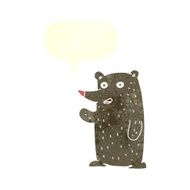 cartoon waving bear with speech bubble N10