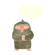 cartoon monk in robe with speech bubble N12
