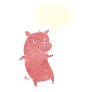 funny cartoon pig with speech bubble N7