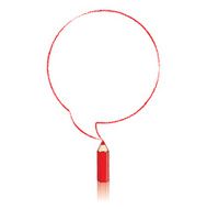 Red Pencil Drawing Round Speech Balloon