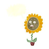 cartoon flower with face speech bubble N24