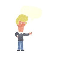 cartoon man pointing with speech bubble N235