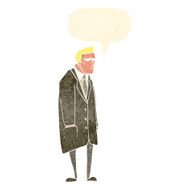 cartoon bad tempered man with speech bubble N12