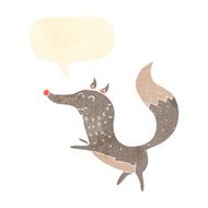 cartoon happy wolf with speech bubble N26