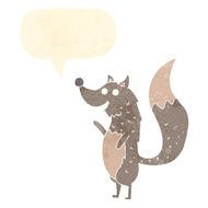 cartoon waving wolf with speech bubble N20