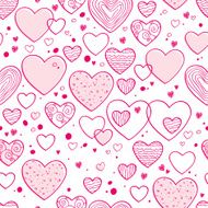 Hearts and dots doodle pattern Pink color