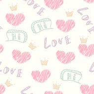 Doodle love seamless pattern