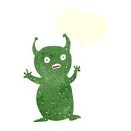 cartoon funny little alien with speech bubble N11