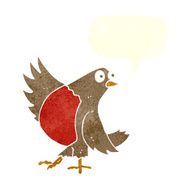 cartoon dancing robin with speech bubble N3