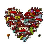 City of love heart shape sketch for your design