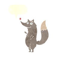 cartoon waving wolf with speech bubble N21
