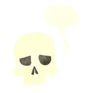 cartoon spooky skull with speech bubble N177