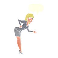 cartoon businesswoman explaining with speech bubble N12