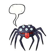 cartoon gross halloween spider with speech bubble N24