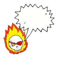cartoon burning skull with speech bubble N11