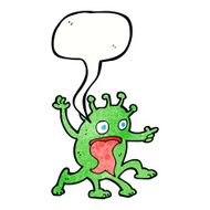 cartoon weird little alien with speech bubble N24