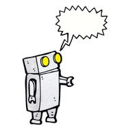 cartoon robot with speech bubble N241