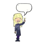 cartoon friendly witch girl with speech bubble N12