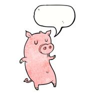 funny cartoon pig with speech bubble N8
