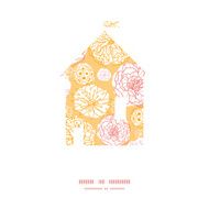 Vector warm day flowers house silhouette pattern frame