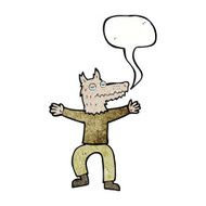 cartoon wolf man with speech bubble N70