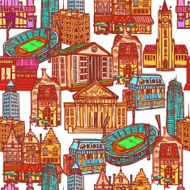 Sketch city seamless pattern N2