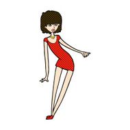 comic cartoon woman in dress leaning N3