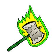 comic cartoon flaming axe N3