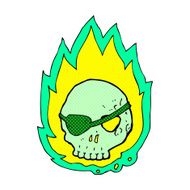 comic cartoon burning skull N4