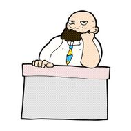 comic cartoon bored man at desk N3