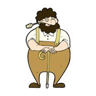 comic cartoon farmer leaning on walking stick N3