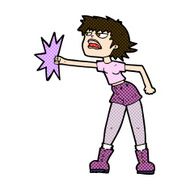comic cartoon woman punching N3