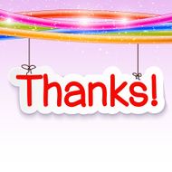 Application thanks to a pink background with rainbow elements