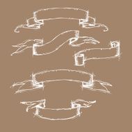 Hand drawn vector set - Vintage ribbon banners N2
