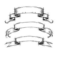 Hand drawn vector set - Vintage ribbon banners N5