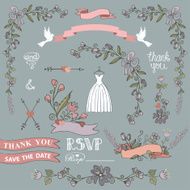 Bridal shower template set Floral decor elements