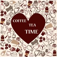 Cofffe and tea time cute seamless pattern