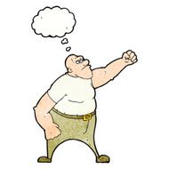 cartoon angry man with thought bubble N99