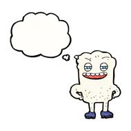 cartoon happy tooth with thought bubble N43