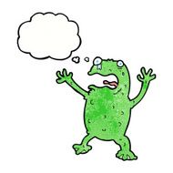 cartoon frightened frog with thought bubble N3