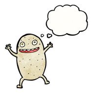cartoon happy potato with thought bubble N11