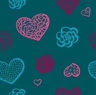 vector doodle seamless pattern of hearts