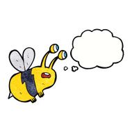 cartoon frightened bee with thought bubble N11