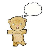 cartoon shocked teddy bear with thought bubble N3