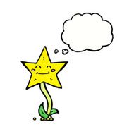 cartoon star flower with thought bubble N10