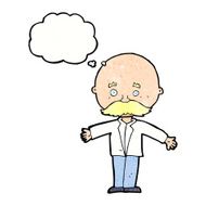 cartoon bald man with open arms thought bubble N11