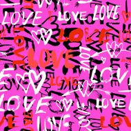 Pattern with hand painted words love N4