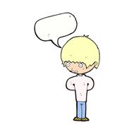 cartoon nervous boy with speech bubble N11